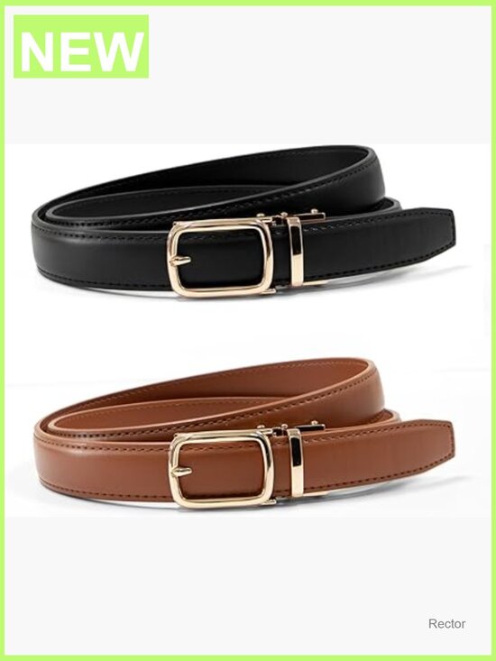 Ratchet Leather Belt Adjustable Skinny Faux Leather Gold Buckle Women main image 5
